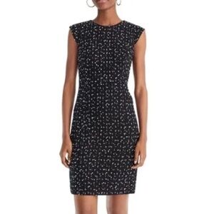 Women's J.CREW 365 Nubby Navy Blue White Textured Cap Sleeve Dress Sz 6